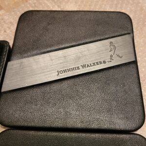 Johnnie Walker Black Leather Coasters Set...Gently Used